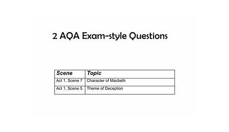 Macbeth Revision: 2 Sample AQA Exam Questions | Teaching Resources
