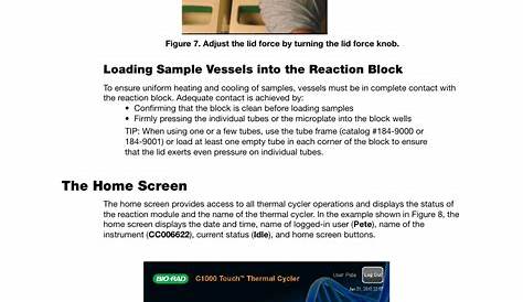 The home screen, Loading sample vessels into the reaction block | Bio