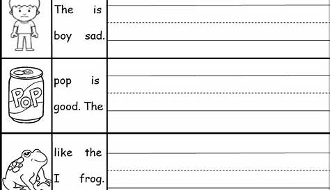 sentence worksheets for kindergarten