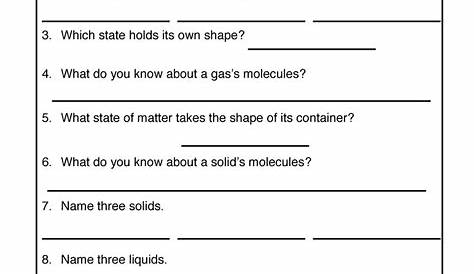 state of matter worksheets