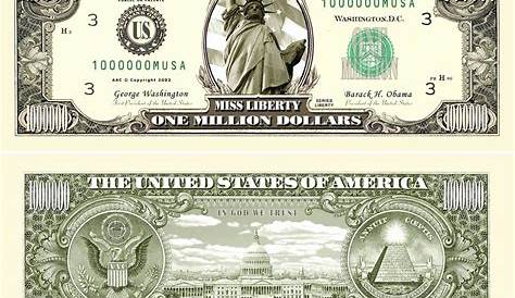 one million dollar bill with the statue of liberty on it's front and