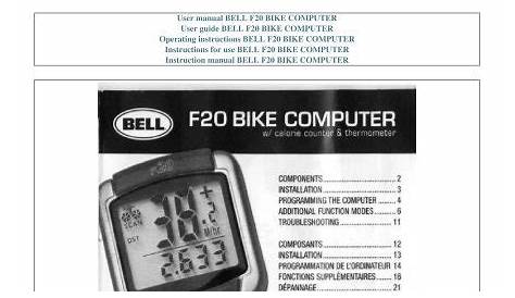 Bell Bike Speedometer Manual