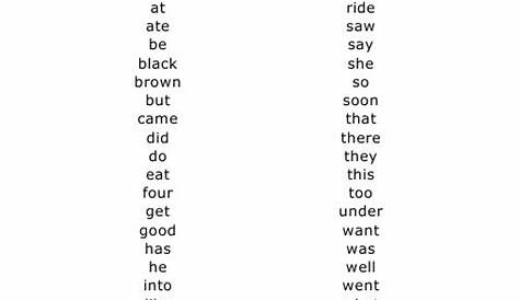 Primer Dolch Sight Word List | Kindergarten worksheets sight words