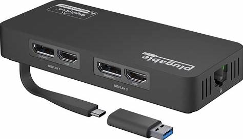 Plugable 4K DisplayPort and HDMI Dual Monitor Adapter with Ethernet for