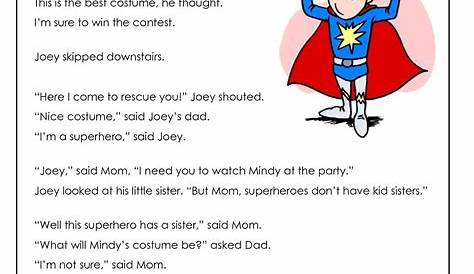 the worksheet for reading and writing about superheros, with an image