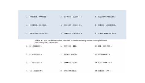 Binary Addition worksheet | Teaching Resources