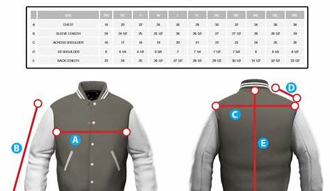 theory varsity jacket size chart