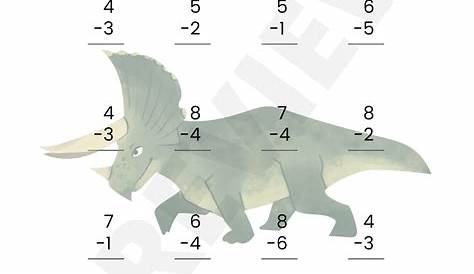 Printable Math addition dinosaur worksheets for 1st grade | Etsy