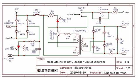 circuit diagram of mosquito bat