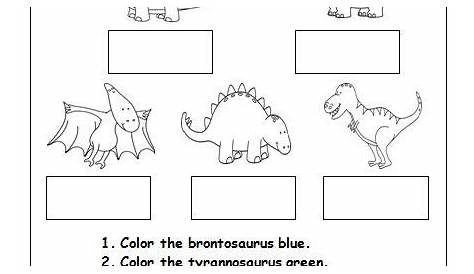 Dinosaur worksheet contains brief directions and cut and paste words