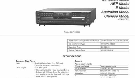 SONY CDP-CE505 Service Manual - PDF File Download