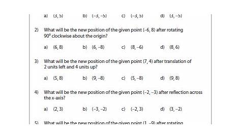 reflection worksheets answers