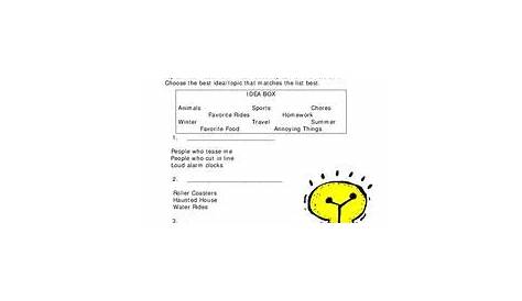 main idea worksheets for 6th graders