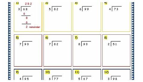 Grade 3 Maths Worksheets: Division (6.4 Long Division With Remainder