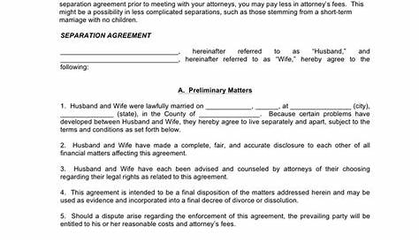 separation agreement template pdf