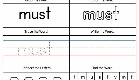 in sight word worksheets