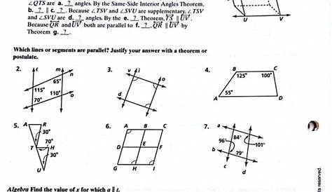 worksheet transversals parallel lines