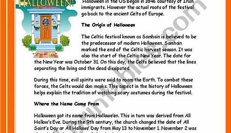 history of halloween worksheets