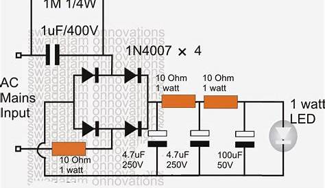 Simplest 1 Watt LED Driver Circuit at 220V/110V Mains Voltage