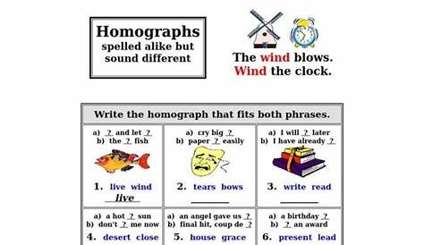homographs worksheet 4th grade powerpoint