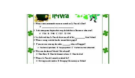 st patrick's day trivia questions and answers printable