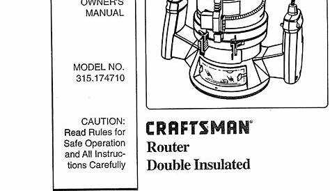 Craftsman 315174710 User Manual ROUTER Manuals And Guides L0709179