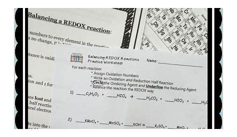 GRADES: 10-12 REDOX: Balancing REDOX Reactions Practice Worksheet In