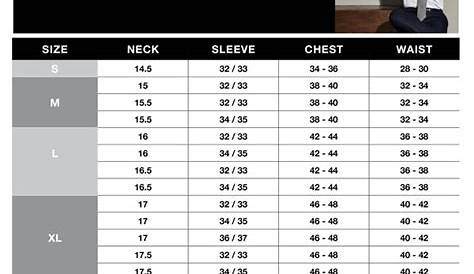 van heusen men's dress shirt size chart