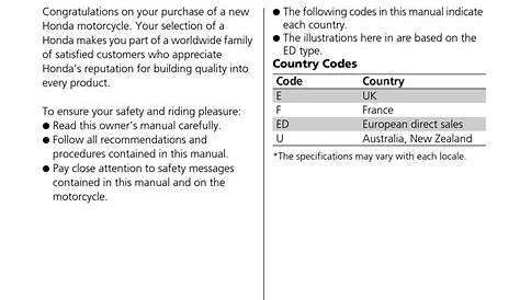 HONDA MOTORCYCLE USER MANUAL Pdf Download | ManualsLib
