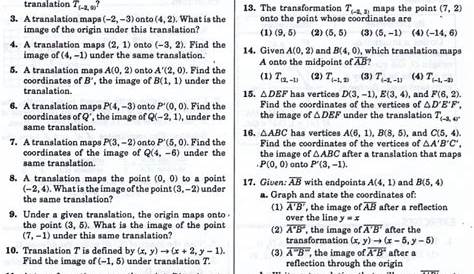 geometry translations worksheets