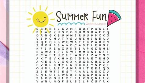 summer fun word search printable