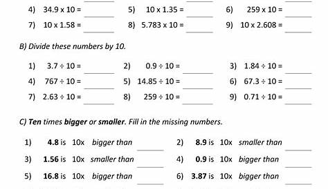 Multiplying And Dividing By 10 And 100 Worksheet Year 4 - Julia Winton
