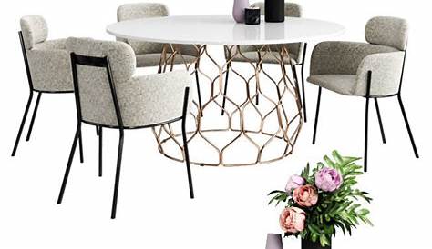 CB2 azalea chair and circuit dining table 3D model | CGTrader