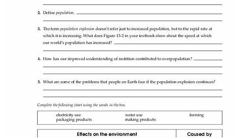 human impact on the environment worksheets