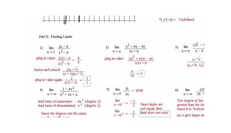 limits practice worksheet with answers