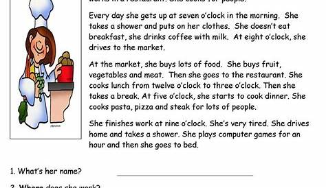 reading comprehension worksheets with questions