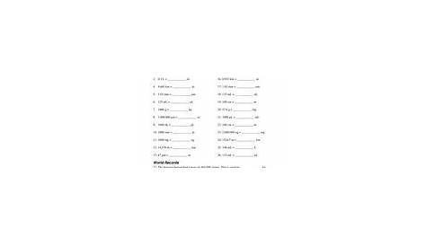 Metric Conversions 7th - 9th Grade Worksheet | Lesson Planet