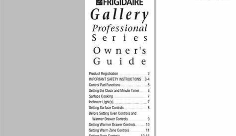 FRIGIDAIRE GALLERY PROFESSIONAL SERIES OWNER'S MANUAL Pdf Download