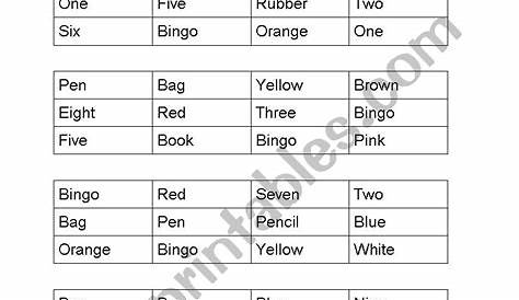 grade 1 two rook bingo worksheet