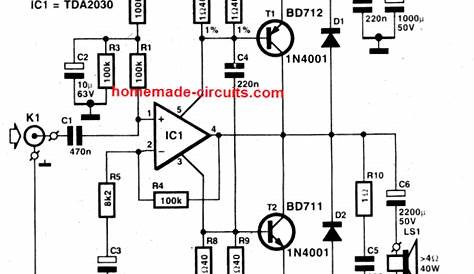 40w audio amplifier circuit diagram