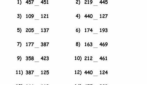 Comparing Whole Numbers Worksheets for 1st to 5th Grade - PDF