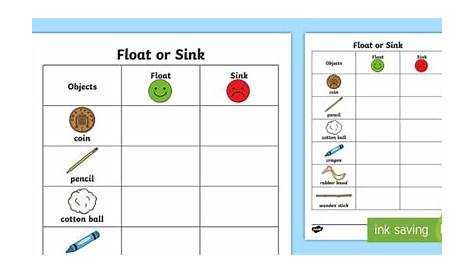 FREE! - Objects That Sink in Water or Float in Water Science Sheet