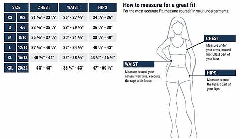 women's winter jacket size chart