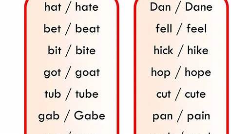 long and short vowels words