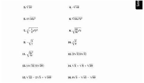 50 Simplifying Radical Expressions Worksheet Answers