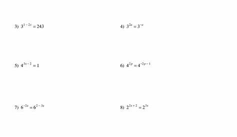 solving exponential equations worksheet with answers