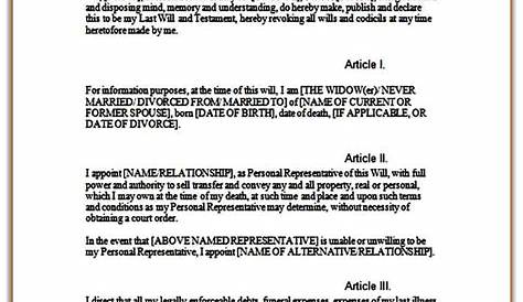 printable legal forms for wills