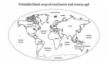 world map continents and oceans printable