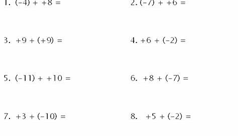 16 Best Images of Adding Integers Worksheets 7th Grade With Answer Key