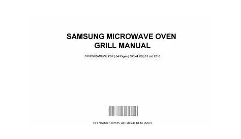 Samsung microwave oven grill manual by CarrieWells1396 - Issuu